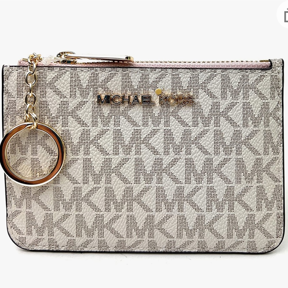 Michael Kors Key Ring Top Zip Coin Pouch ID Card Holder Wallet